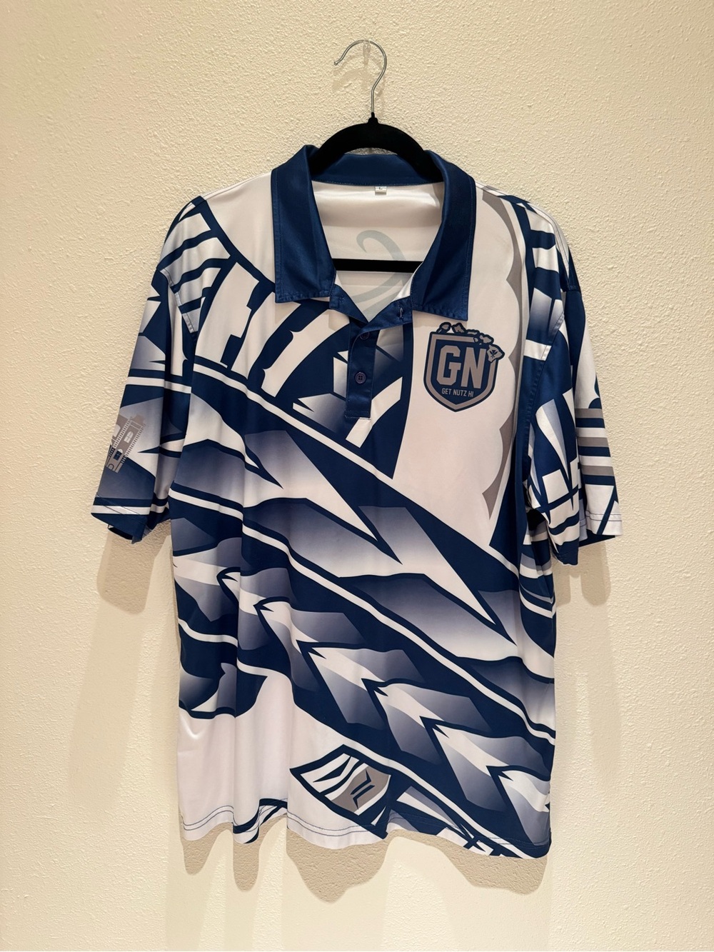Navy & White Graphic Polo Shirt